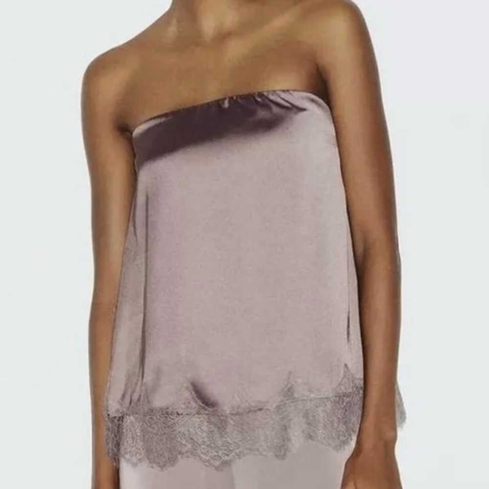 Zara Silky Lace-Trim top - light purple